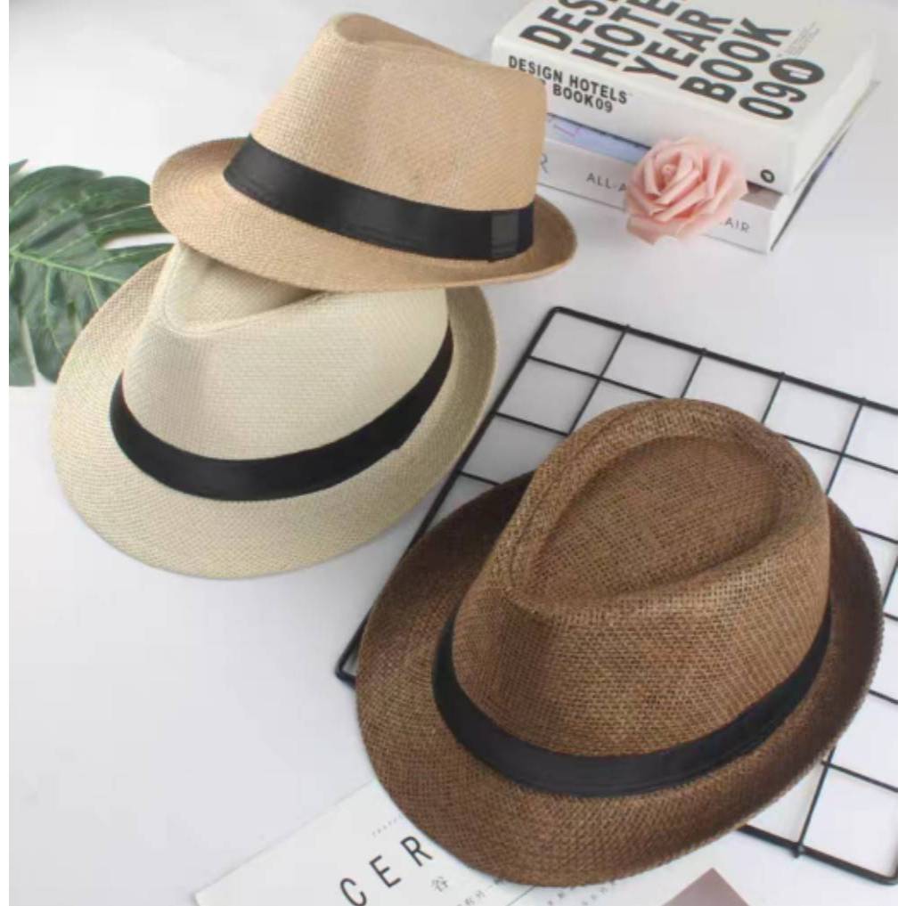 หมวกปานามา Unisex ปีกกว้าง สไตล์คลาสสิก สำหรับผู้ใหญ่และเด็กพร้อมส่งจากไทย