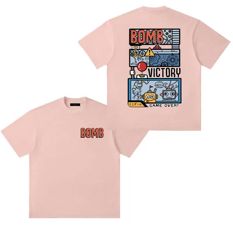 Lucifer （จัดส่งตลอด 24 ชั่วโมง） เกาหลี oversize คอกลม เสื้อยืด CMDXY0408 ผ่อน ผ้าคอตตอน ลายสกรีน ฤดูร้อน สบาย - รูปที่ 3