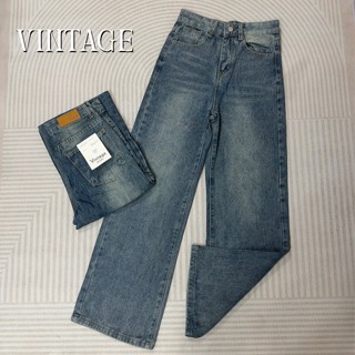 Vintage รุ่น #305 กางเกงยีนส์ ทรงกระบอก แต่งเฟดขา ทรงสวยผ้าไ…