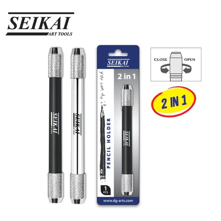 SEIKAI Pencil Holder 2 in 1 SE-CY005 ปลอกต่อดินสอเหล็ก 2 หัว ขนาดมาตรฐาน 8 มม. , 10 มม.(คละสี) 1 ชิ้น