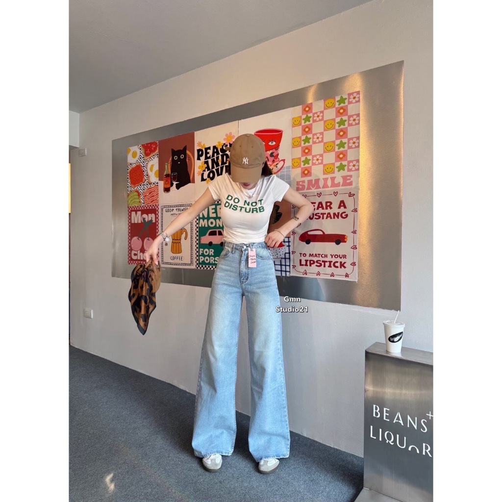 Acasey กางเกงยีนส์ผู้หญิง ขายาว Baggy Jeans ขากระบอก ผ้านุ่มพรีเมียม 4 สี S-XL - รูปที่ 6