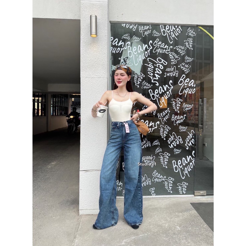 Acasey กางเกงยีนส์ผู้หญิง ขายาว Baggy Jeans ขากระบอก ผ้านุ่มพรีเมียม 4 สี S-XL - รูปที่ 5