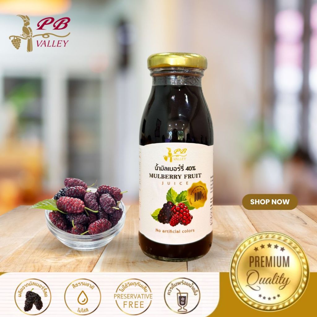 น้ำมัลเบอร์รี่สกัดจากธรรมชาติ สดชื่น ขนาด 180 มล. Mulberry Fruit Juice 180ML