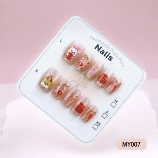 MY/MD เล็บปลอม สไตล์โมเดิรน สีลูกแก้วแคทอายใช้งานง่าย10 ชิ้น/ไซส์ XS/S/Mเซ็ตเล็บปลอม ฟรีกาวสิริโคนติดเล็บ เล็บปลอม