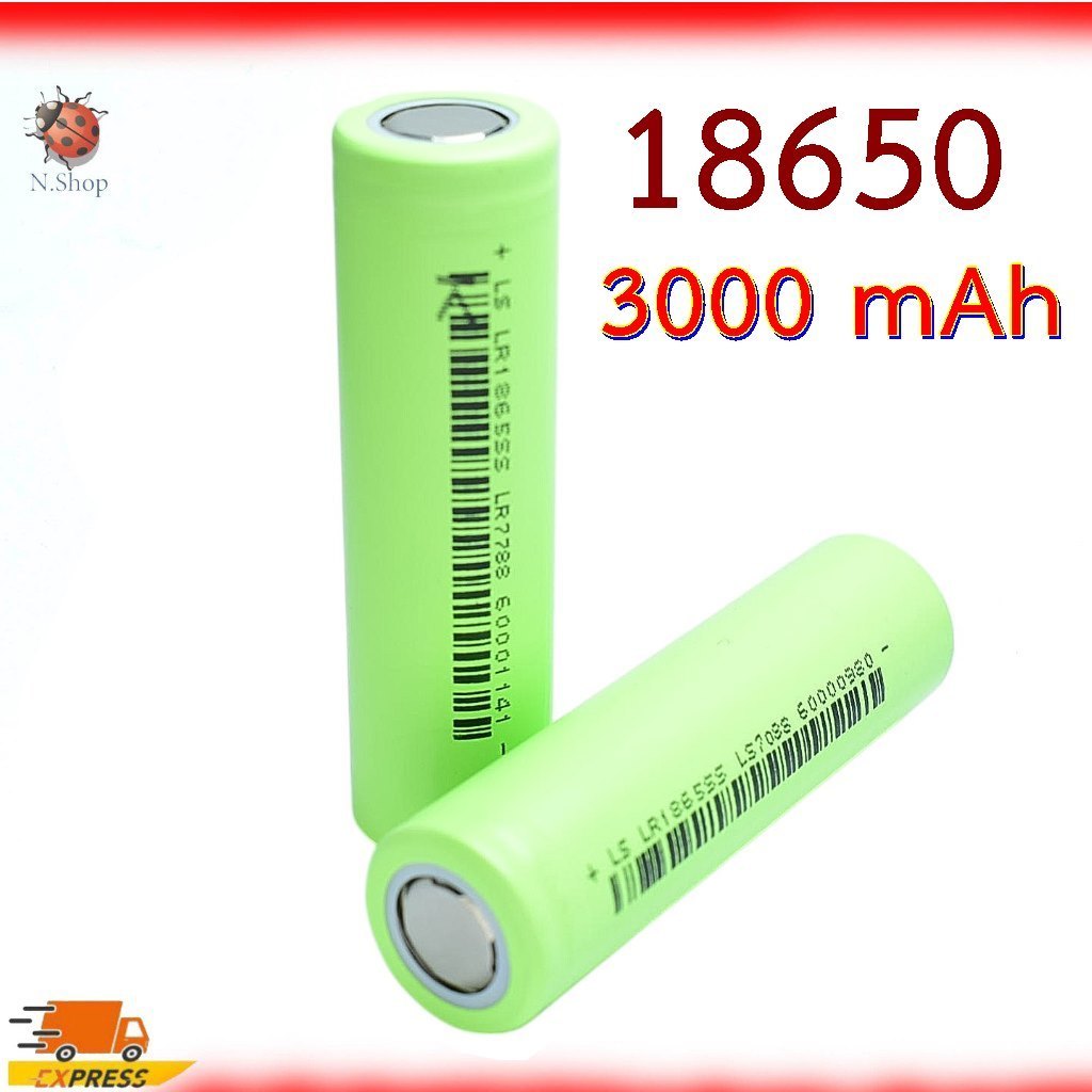 Li-ion Battery แบตเตอรี่ 3000mAh 5C  Rechargeable  18650  หัวแบน