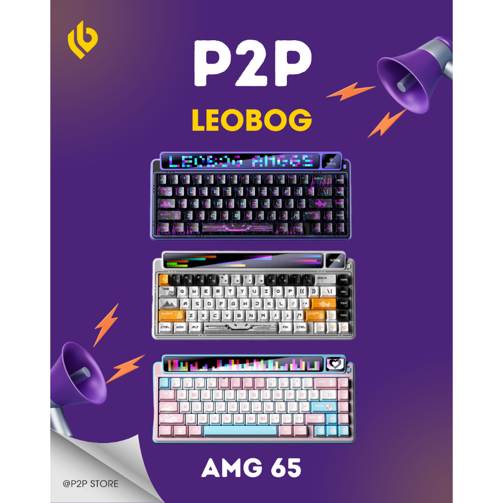 [ประกันร้าน] LEOBOG AMG65 คีย์บอร์ด Mechanical 67% ไร้สาย 3 โหมด พร้อมหน้าจอคู่ Hot‑Swap RGB พร้อมดิ
