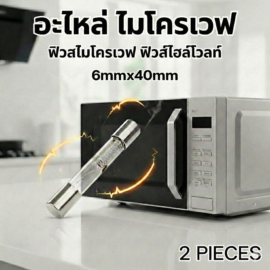 (แพ็ค 2 ชิ้น) ฟิวส์ไมโครเวฟ 5KV ฟิวส์ไฮโวลท์ 0.65A - 0.9A (6x40mm) อะไหล่ไมโครเวฟ แก้ไมโครเวฟไม่ร้อน Microwave High Volt