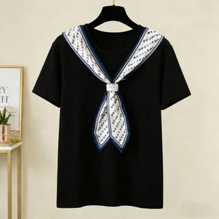 M-4XL เสื้อยืดแขนสั้นสำหรับผู้หญิง ระดับไฮเอนด์ พลัสไซส์ ดีไซน์กระชับสัดส่วน ทรงหลวม อเนกประสงค์ เสื้อไหล่ปกติ เหมาะสำห
