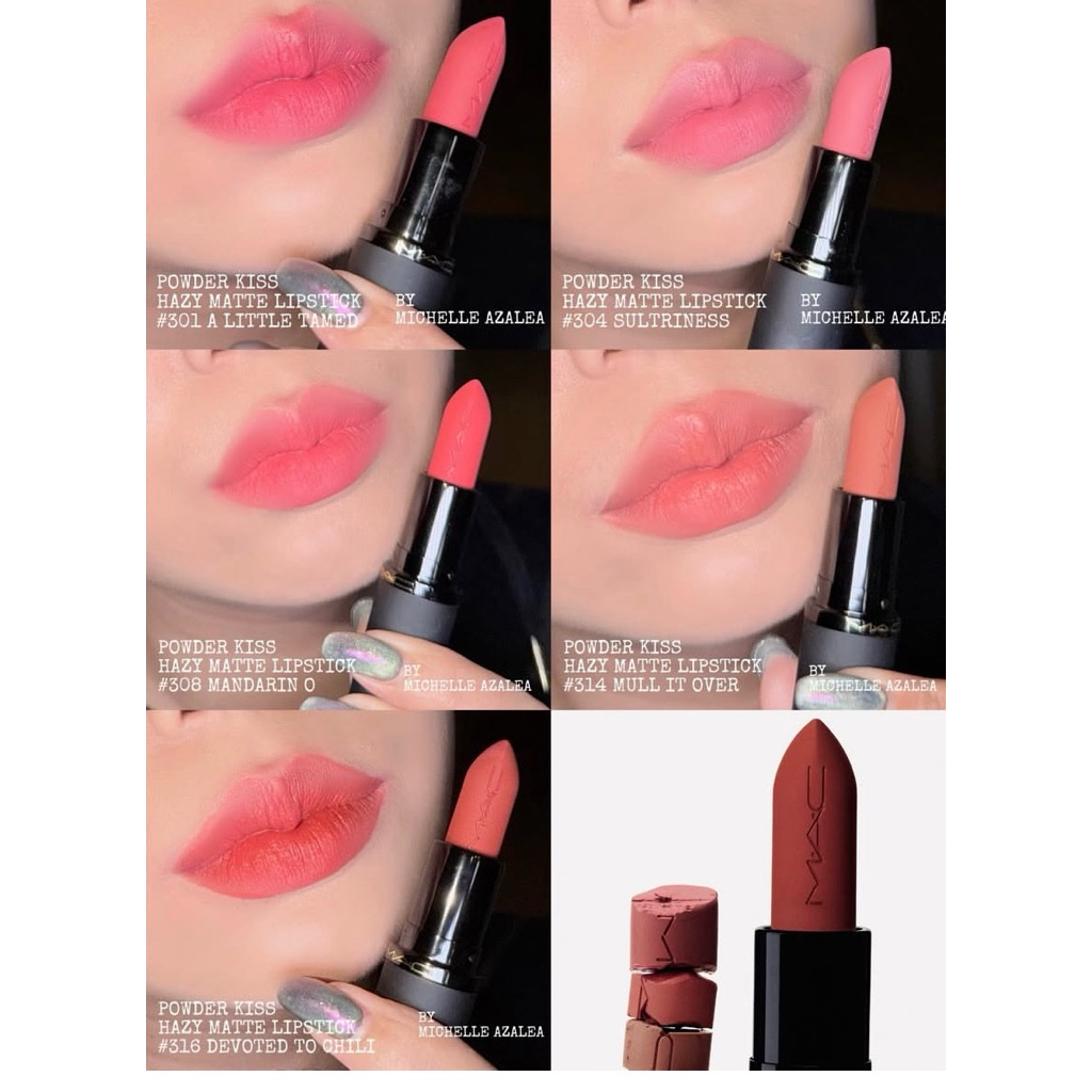 (มีครบทุกสี) MAC Powder Kiss Hazy Matte Lipstick ลิปเนื้อแมตต์ใหม่ 