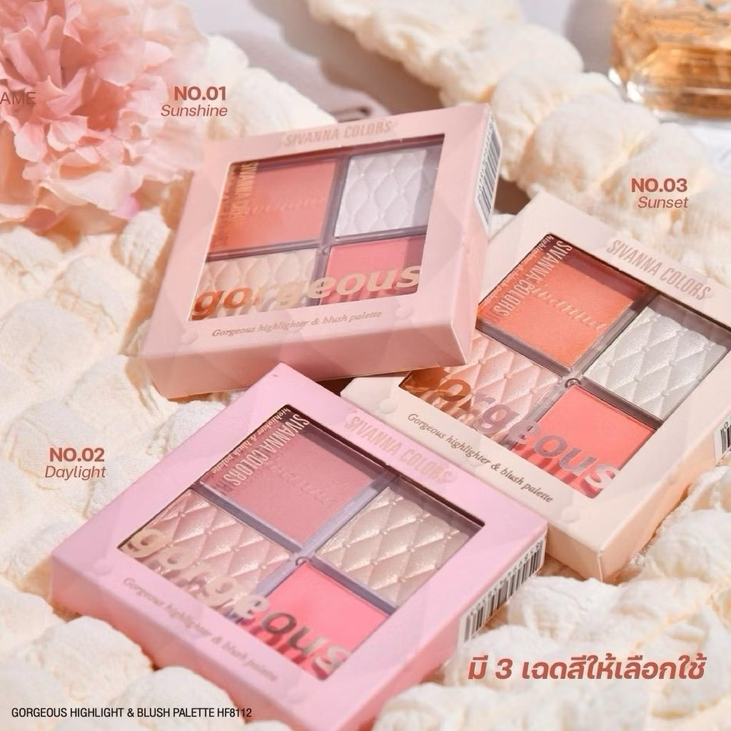 HF8112 Sivanna ซีเวนน่า คัลเลอร์ส ไฮไลท์เตอร์ แอนด์ บลัช พาเลทท์ มี4สีสดใส แก้ม