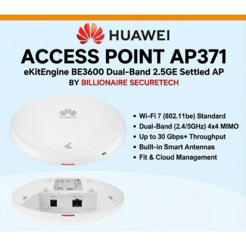 Huawei AP371 : eKitEngine BE3600 Dual-Band 2.5GE Settled AP BY BILLIONAIRE SECURETECH