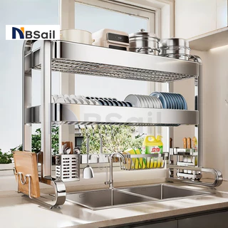 NBSail ชั้นวางอ่างล้างจานสแตนเลส ออแกไนเซอร์ในครัวอเนกประสงค์พร้อมดีไซน์สําหรับงานหนักและถ้วยดูด หนาขึ้น