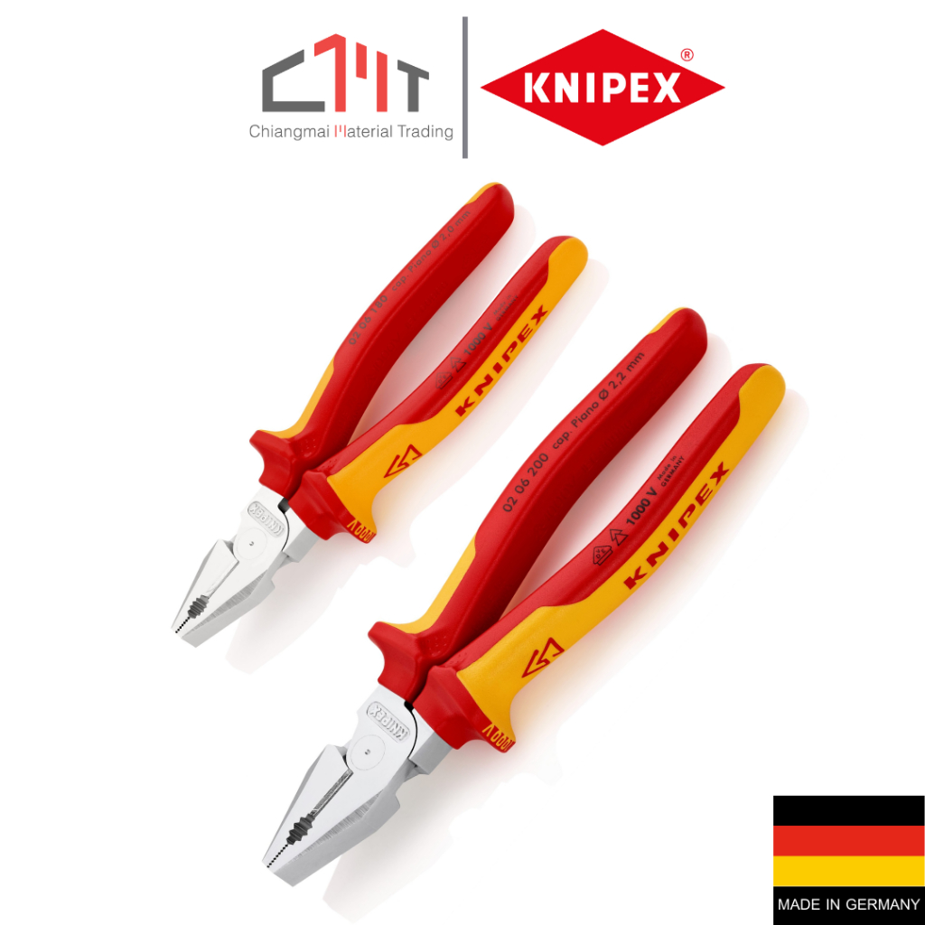 KNIPEX คีมปากจิ้งจก ขนาด 7" - 8"  ด้ามกันไฟ 1000V No.02 06 180 / 02 06 200
