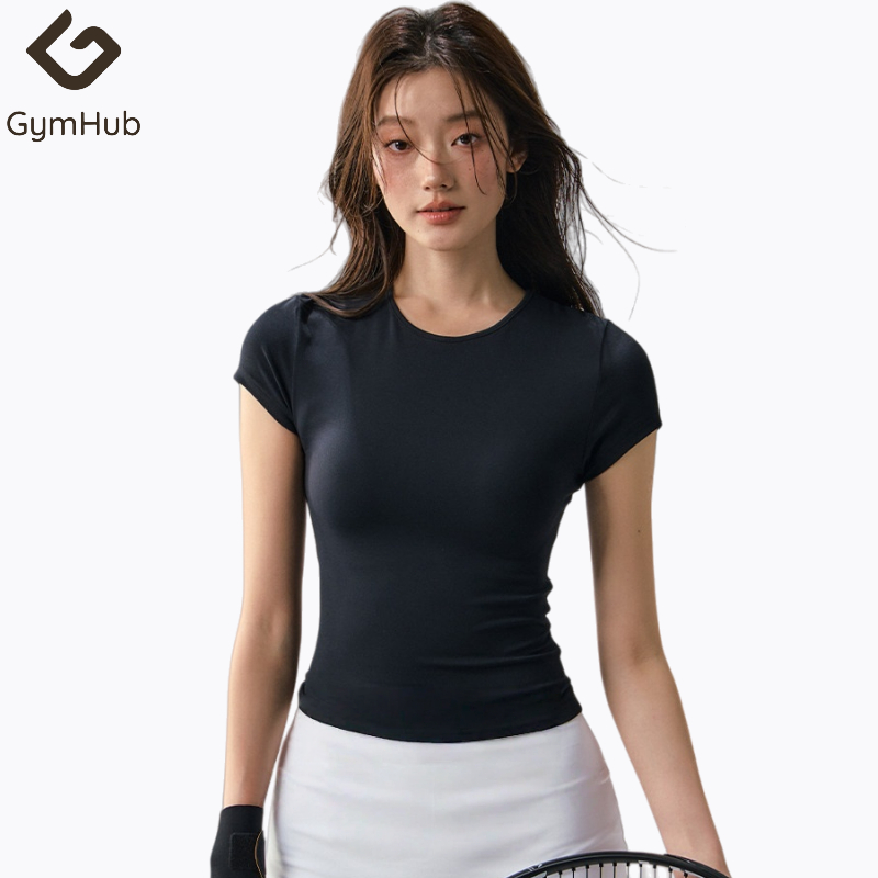 GymHub เสื้อออกกำลังกายผู้หญิง เนื้อผ้าเนียนบางสวมใส่สบาย เหมาะสำหรับพิลาทีส วิ่ง และโยคะ แห้งเร็ว