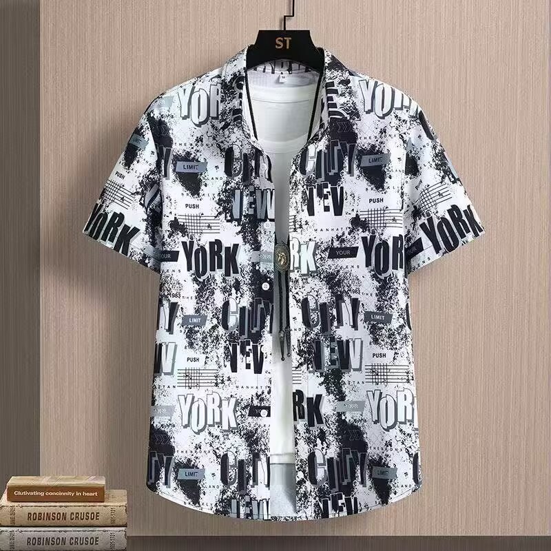 เสื้อเชิ้ตฮาวายสุภาพบุรุษเทศกาลดอกไม้ลายดอกไม้เสื้อสไตล์ฮาวาย