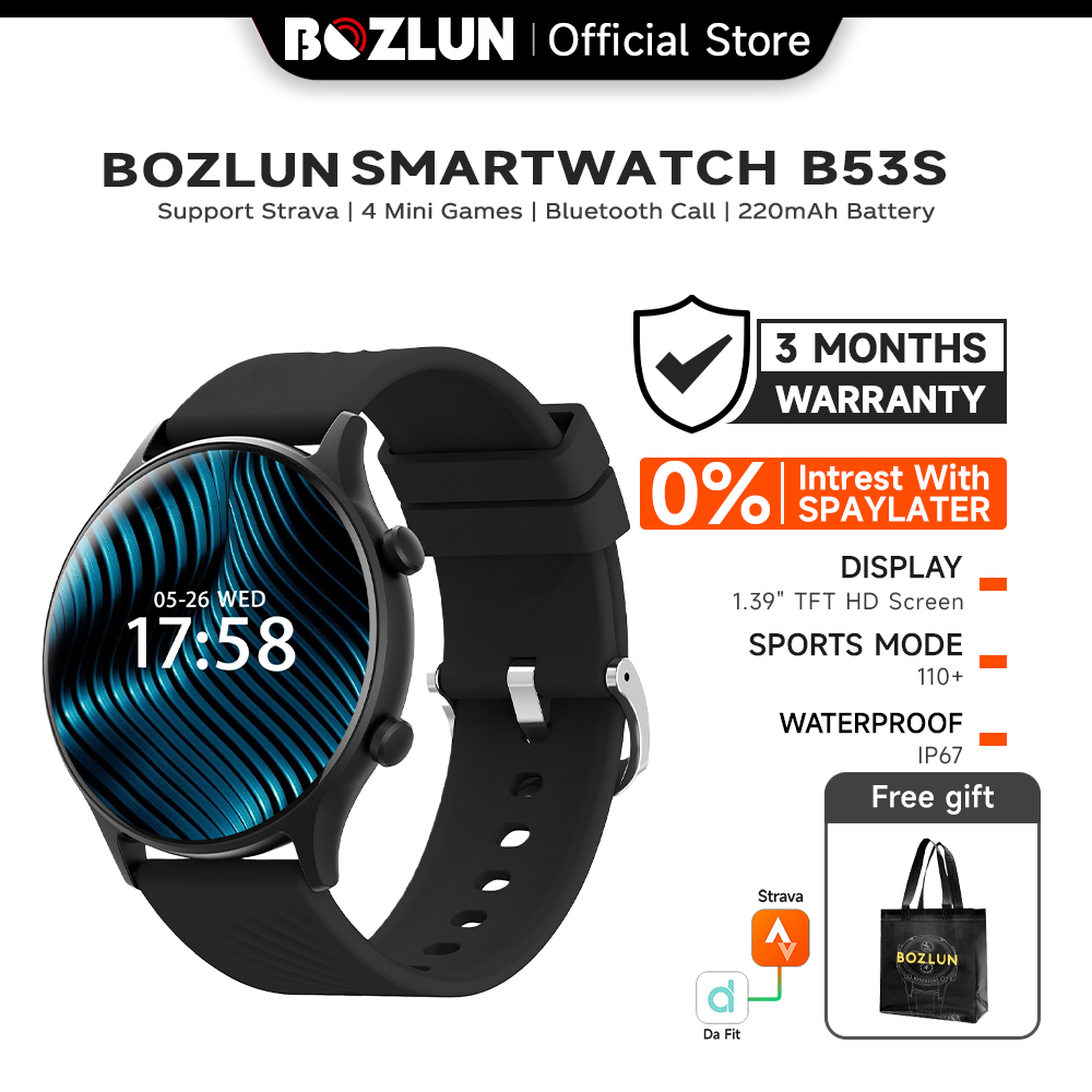 Bozlun Smart watch B53S  สมาร์ทวอทช์ บันทึกกีฬา กันน้ำ IP67 โทรศัพท์บลูทูธ เข็มทิศ ไฟฉาย 1.39 นิ้ว นาฬิกา