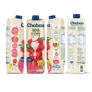 [ยกลัง 12 กล่อง] CHABAA น้ำลิ้นจี่ผสมน้ำองุ่น 100% 1000 มล.