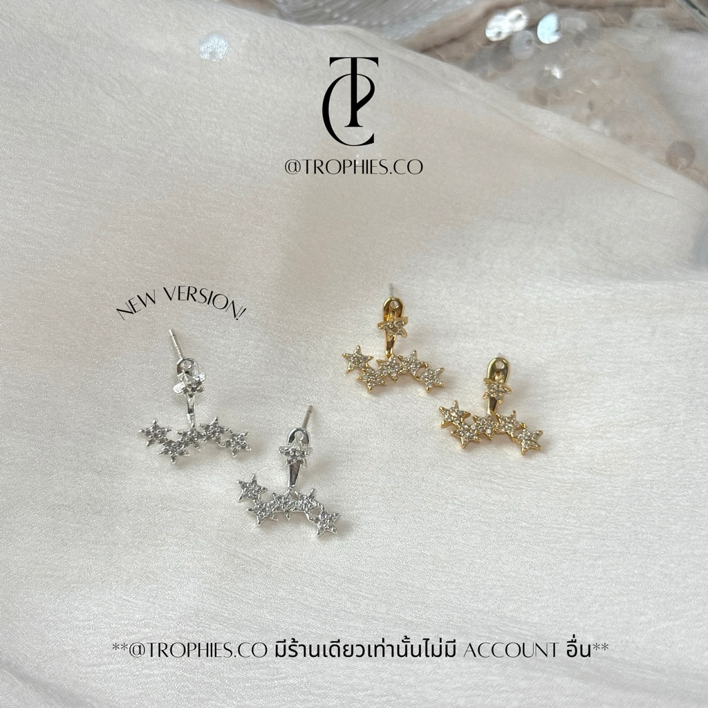 Trophies.co - Lovie Ribbon Earrings ต่างหูโบว์ หัวใจเพชร