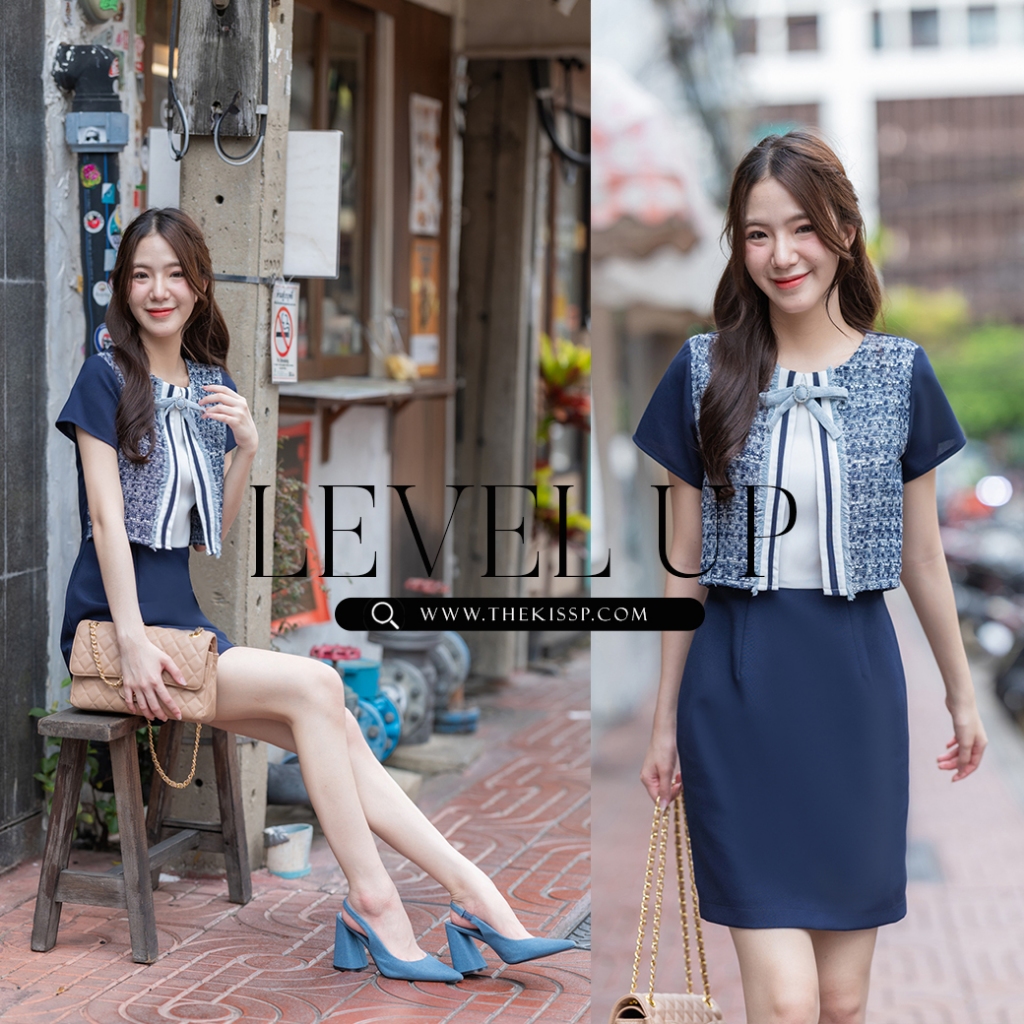 leve up' dress ( SPECIAL THEKISSP TWEET COLLECTION) +FREE denim ribbon pin