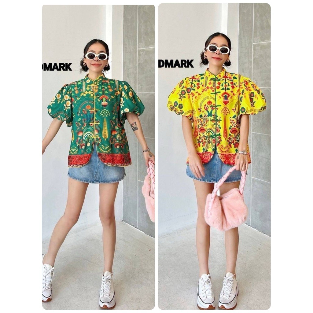 เสื้อผ้าบล็อคคอทตอลายอินเดียพิมพ์ลายงานสวยต้อนรับเทศกาลตรุษจีน