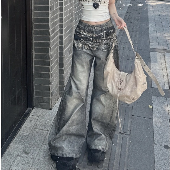 กางเกงยีนส์ 3D Printing ดีไซน์แฟชั่นใหม่ สไตล์สาว High Street