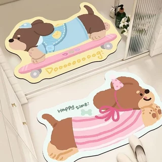 COJOYE พรมห้องน้ํา🐶พรมเช็ดเท้าลายการ์ตูน 50x80cmแผ่นดูดซับโคลนไดอะตอม กันลื่น PU-แห้งไ