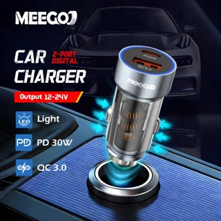MeeGoo ที่ชาร์จโทรศัพท์ในรถ 12/24V PD30W＋QC18W Type-C＋USB เค…