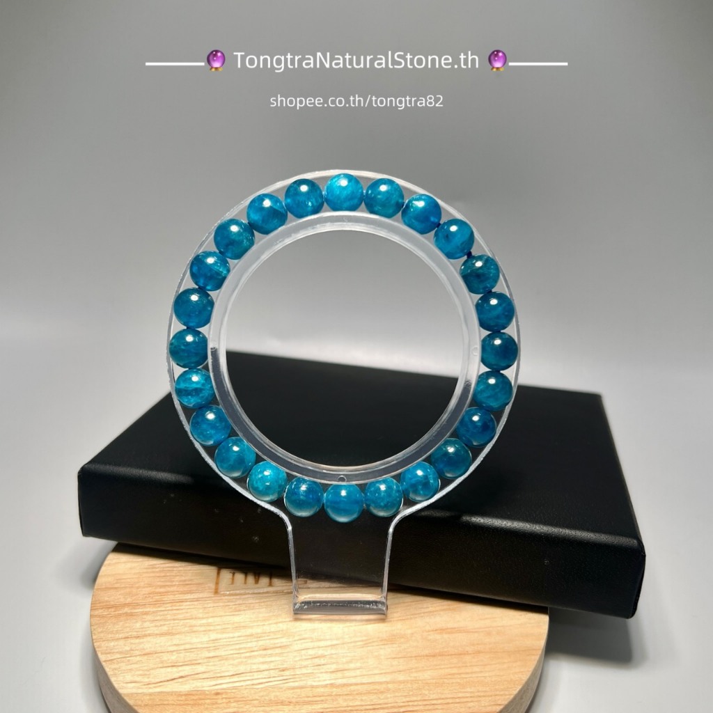 กำไลข้อมือหิน บลูอพาไทต์ หรือ หินอพาไทต์สีฟ้าเข้ม(Apatite )