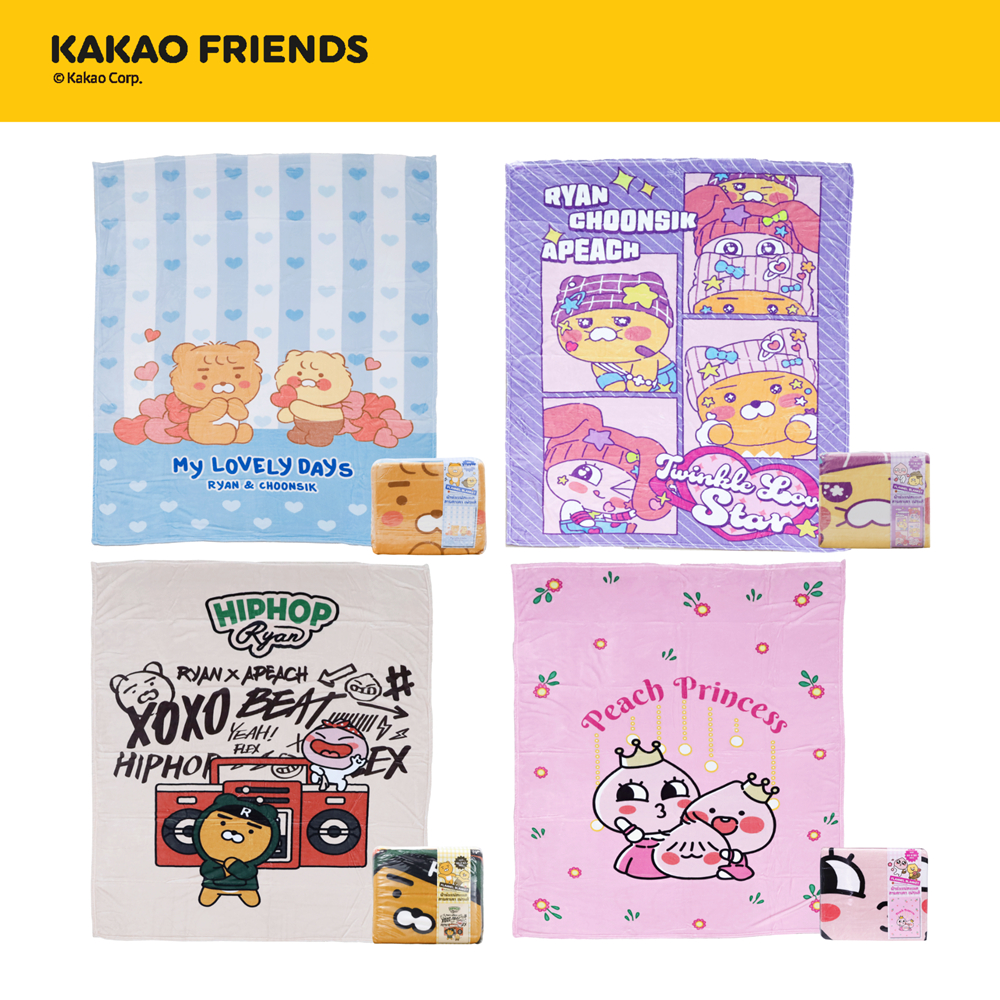 Kakao Friends ผ้าห่ม Flannel ขนาด 60x80 นิ้ว Collection2025