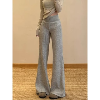 [Solid color casual flared pants]สไตล์เกาหลีผู้หญิงเทรนด์สีทึบง่ายฮอร์นกางเกงลำลอง