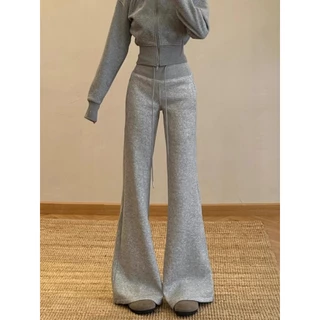 [Solid color casual flared pants]สไตล์เกาหลีผู้หญิงเทรนด์สีทึบง่ายฮอร์นกางเกงลำลอง