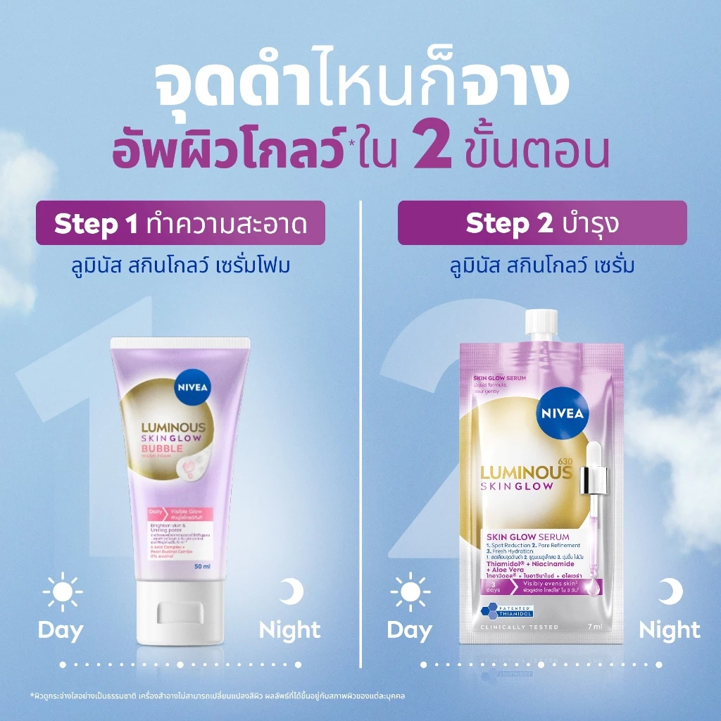 [ใหม่!! ขนาดพกพา]นีเวีย ลูมินัส630 สกิน โกลว์ เซรั่ม 7 มล.x6 NIVEA thumbnail 9