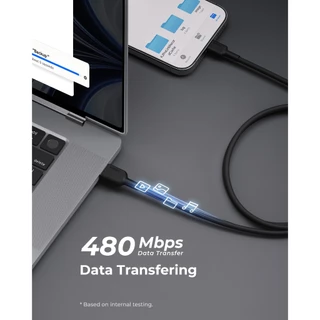 AUKEY CB-DAC05 สายชาร์จ Nylon USB-A to USB-C 3A QC3.0 รองรับ CarPlay (0.9m)