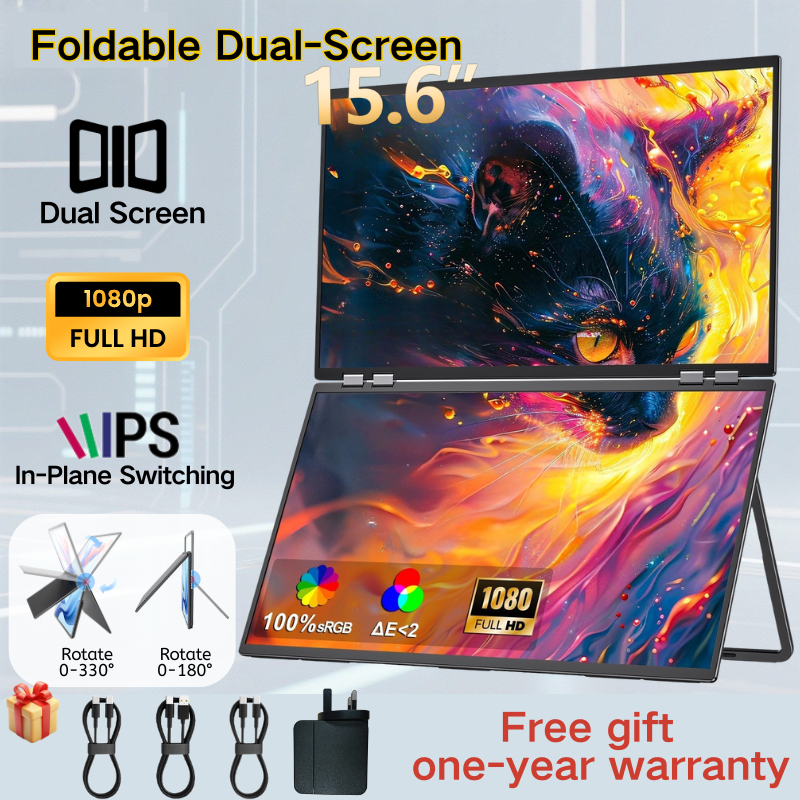 Portable Monitor จอภาพแบบพกพา15.6inch Mobile Display laptop 1080P monitor extender Folding Monitor จ