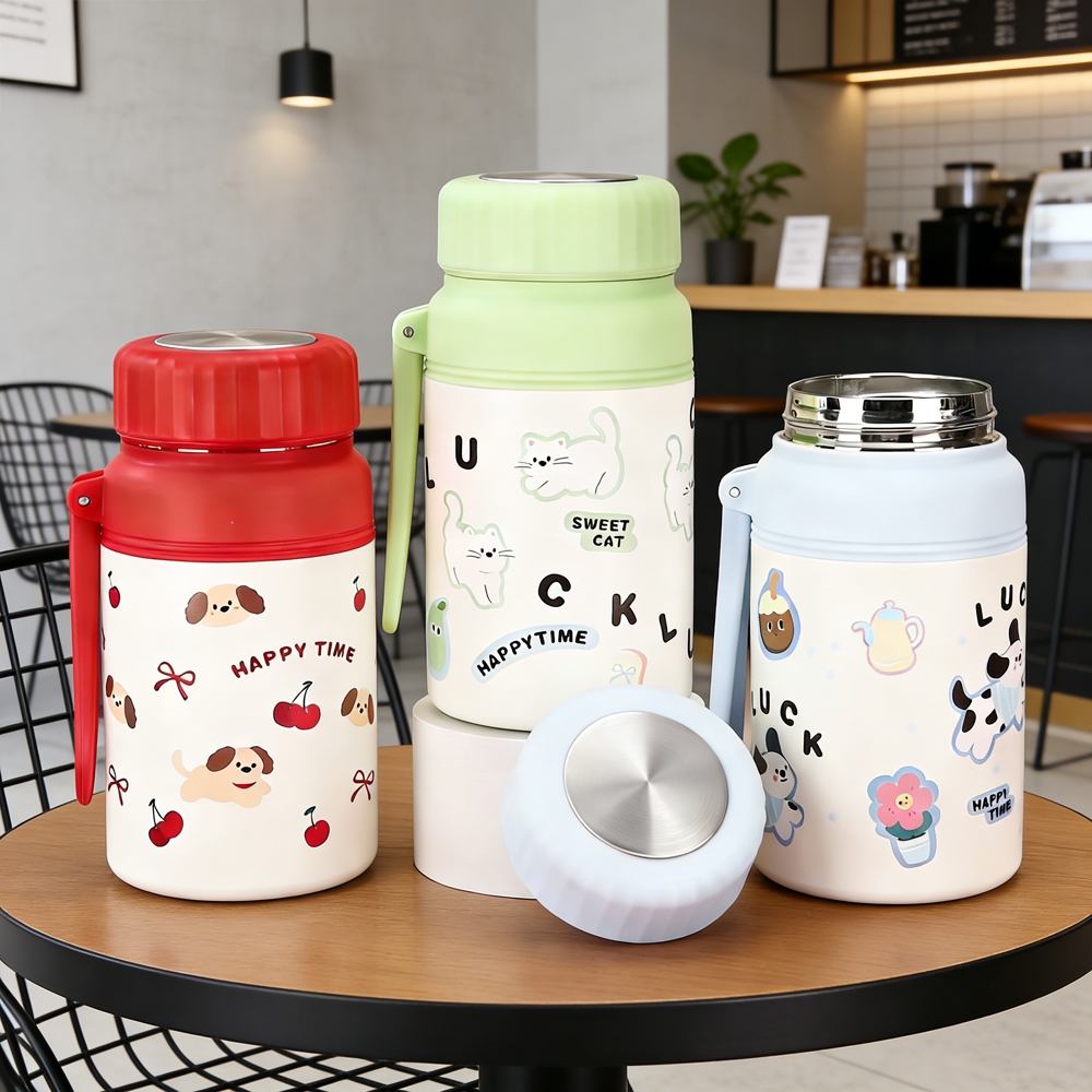 Pandaแก้วเก็บความร้อน 1000ML สแตนเลส316 ลายการ์ตูน มูลค่าสูง 3สี ทั้งร้อนและเย็น รักษาอุณหภูมิ ถ้วยน้ำแข็ง
