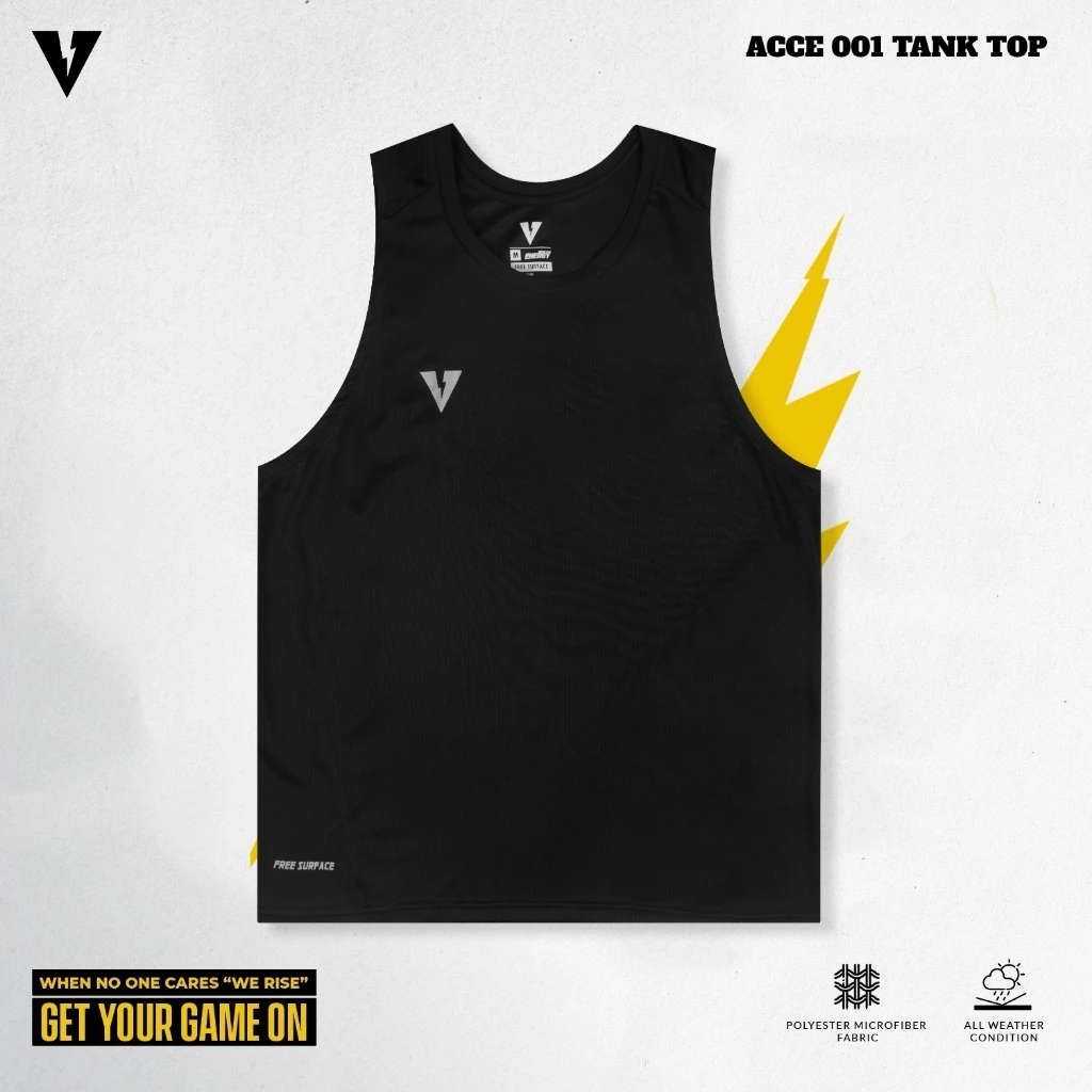 VOLT ACCE 001 ACADEMY เสื้อกล้ามวิ่ง เสื้อออกกำลังกาย สีดำ ผ้าเบา แห้งไว