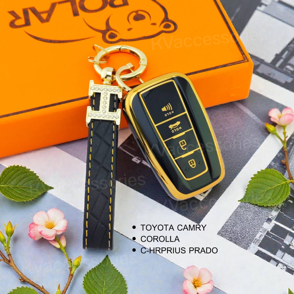 เคสกุญแจรถยนต์ TOYOTA Altis / Camry / Corolla Crossแบบ4ปุ่ม  เคสTPU (1เซตพร้อมพวงกุญแจ)