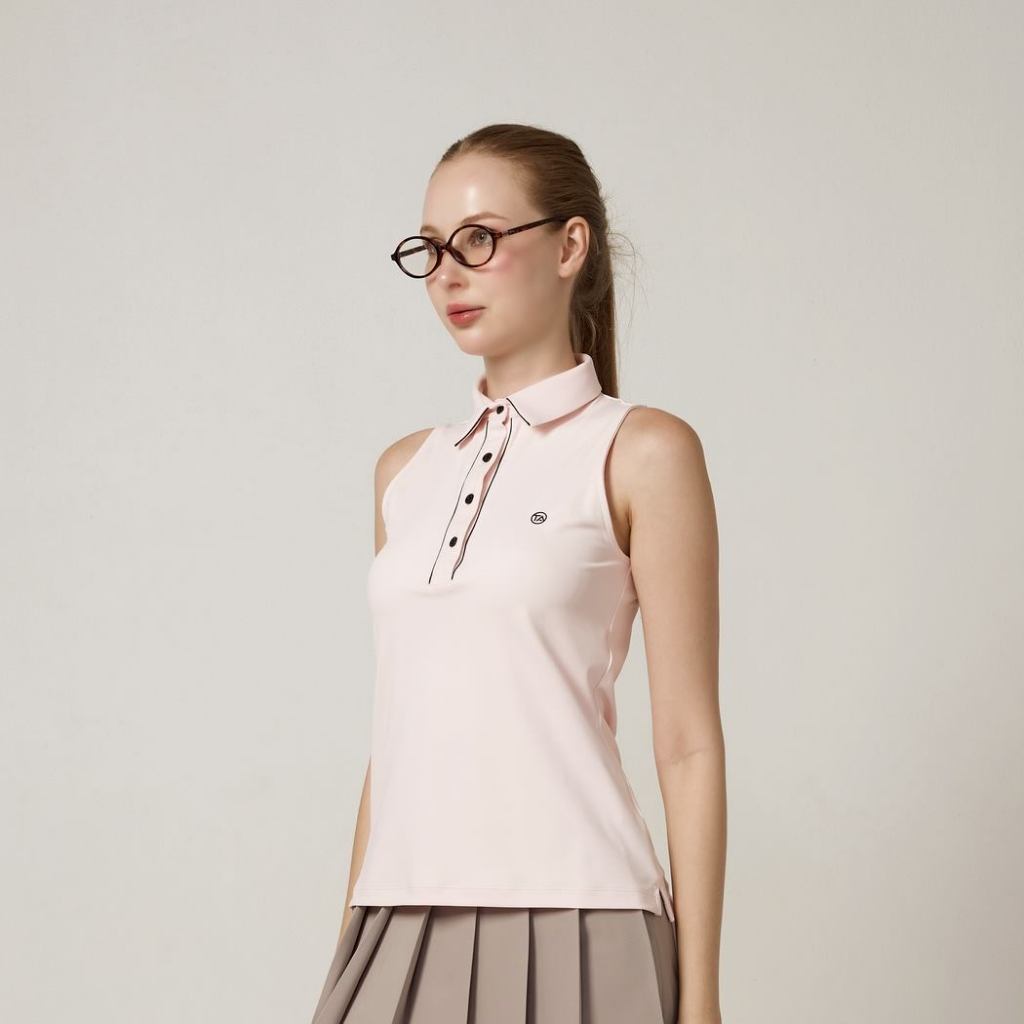 TA ACTIVE ROUGH SLEEVELESS POLO เสื้อกอล์ฟ ชุดกอล์ฟ ตีกอล์ฟ เสื้อกอล์ฟผู้หญิง — صورة 7