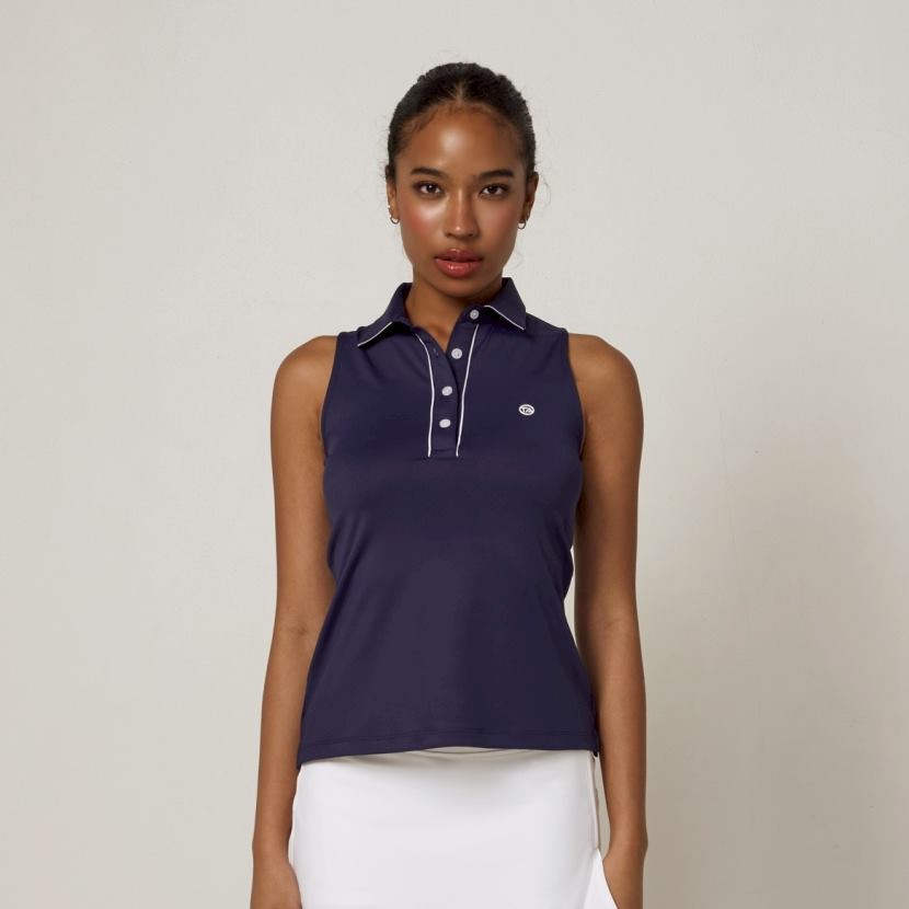 TA ACTIVE ROUGH SLEEVELESS POLO เสื้อกอล์ฟ ชุดกอล์ฟ ตีกอล์ฟ เสื้อกอล์ฟผู้หญิง — صورة 6