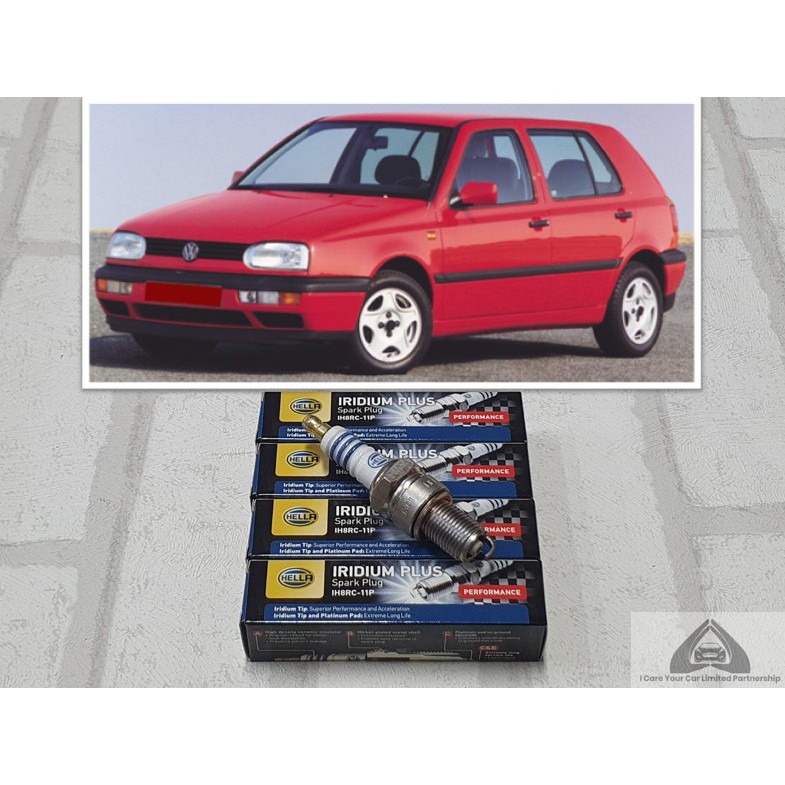 หัวเทียน อิริเดียม VW Golf 3 / Mk 3 ( 1991 - 1998 ) จำนวน 4 หัว ระยะการใช้งาน 100,000 กม : Hella IH8RC-11P