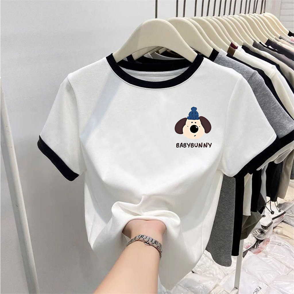 ✨【จัดส่งภายใน 24 ชั่วโมง】ลายการ์ตูน เสื้อยืดผู้หญิง เสื้อยืดแขนสั้นคอกลม oversize แฟชั่นเกาหลี ใส่สบาย