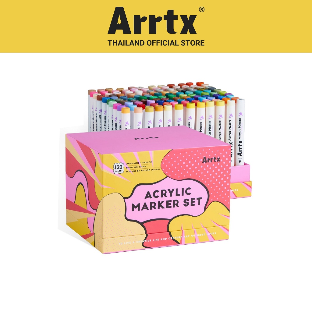 FOLIO ART : Arrtx ปากกาอะคริลิคมาร์คเกอร์ 120 สี Anime colors set (Brush Tip) รหัส 94008
