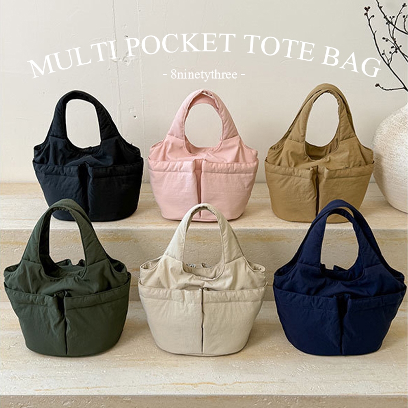 พร้อมส่ง Multi Pocket Tote Bag กระเป๋าโท้ทแบ็ก มินิมอล ช่องเก็บของ5ช่อง 6สี
