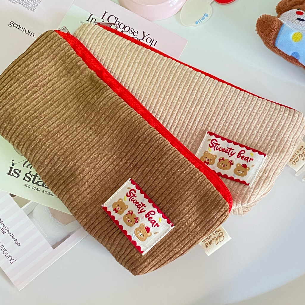 กระเป๋าดินสอ ป้ายลายหมีสุดน่ารัก ใส่เครื่องเขียน รุ่น Sweety bear    flure.bags ราคา ถูกที่สุด ดีลบีเคเค แกลเลอรีภาพที่ 9