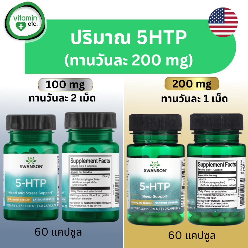 วิตามินเพื่อคลายเครียด & นอนหลับ 5HTP / Gaba / 3 สมุนไพรช่วยผ่อนคลาย / รวมวิตามิน B&C สูตรคลายเครียด - รูปที่ 2