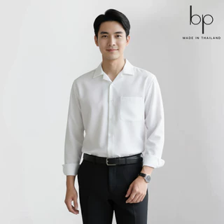 เสื้อนักศึกษา เชิ้ตสีขาวผ้าไหมอิตาลี แขนยาวมีกระเป๋าหน้า (ใส่ทำงาน,ใส่เรียนได้) ไซส์M-4XL