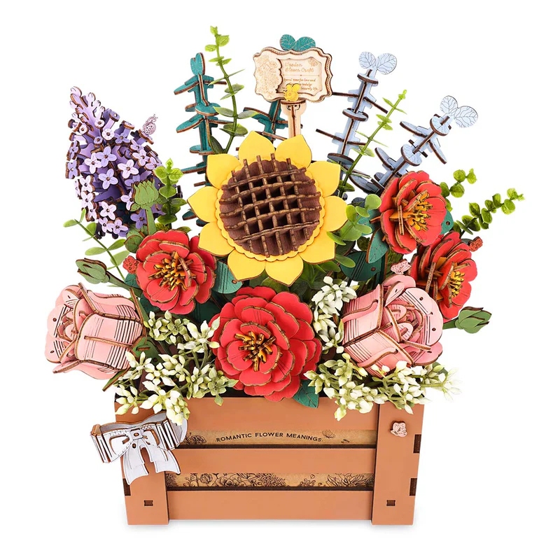Rowood 3D Wooden Puzzle TW02H Wooden Bloom Box ดอกไม้ DIY ประกอบง่าย | ของแต่งบ้าน ของเล่นศิลปะ DIY