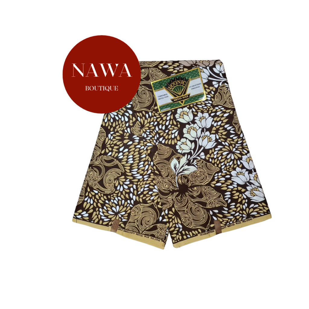 Metallic African Printed ผ้าพิมพ์ลายสไตล์แอฟริกัน ความยาว 6 หลา หน้ากว้าง 47 นิ้ว