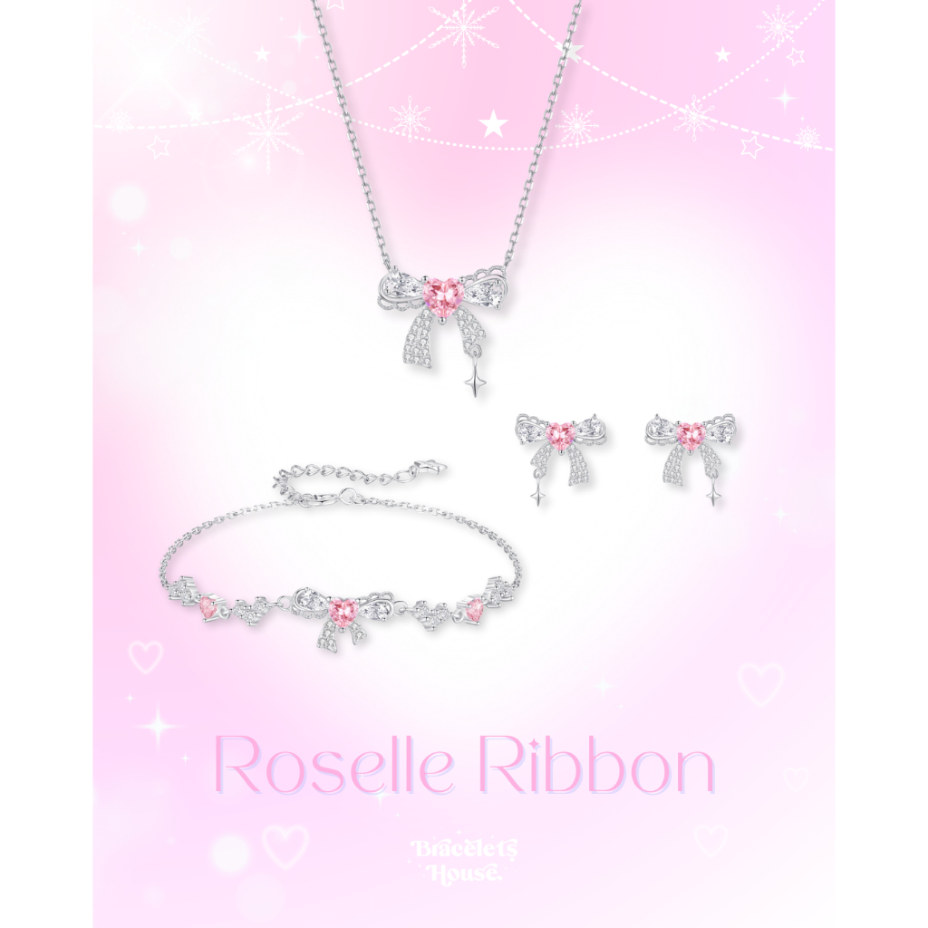 Braceletshouse 💜 เครื่องประดับเงินแท้รุ่น Roselle Ribbon 🎀💞✨ [J7]