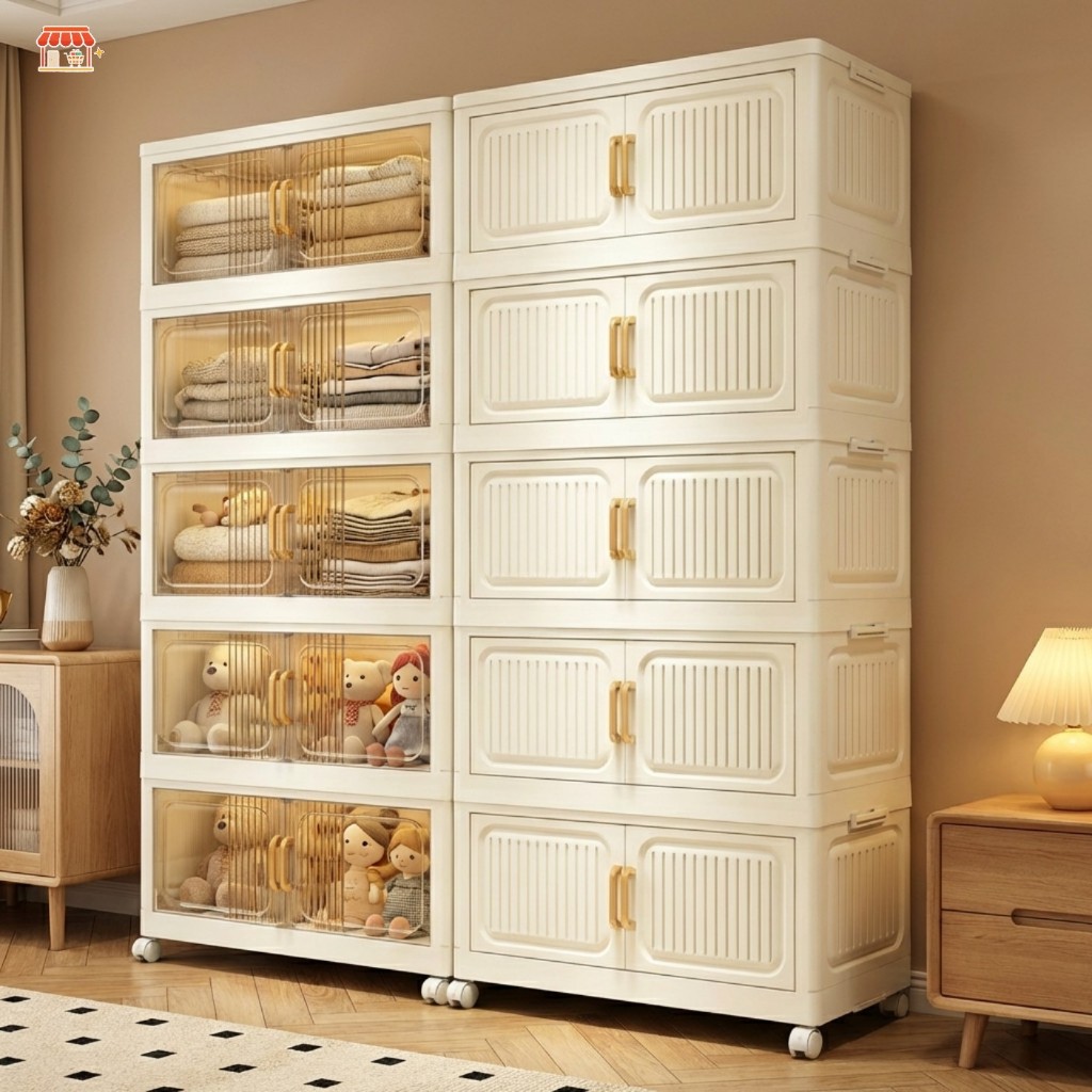 FORYO ตู้เก็บของ อเนกประสงค์ พับได้ ความจุแบริ่ง 350KG! มีล้อขับเคลื่อนง่าย แข็งแรงทนทาน ⚡ส่งวันนี้⚡